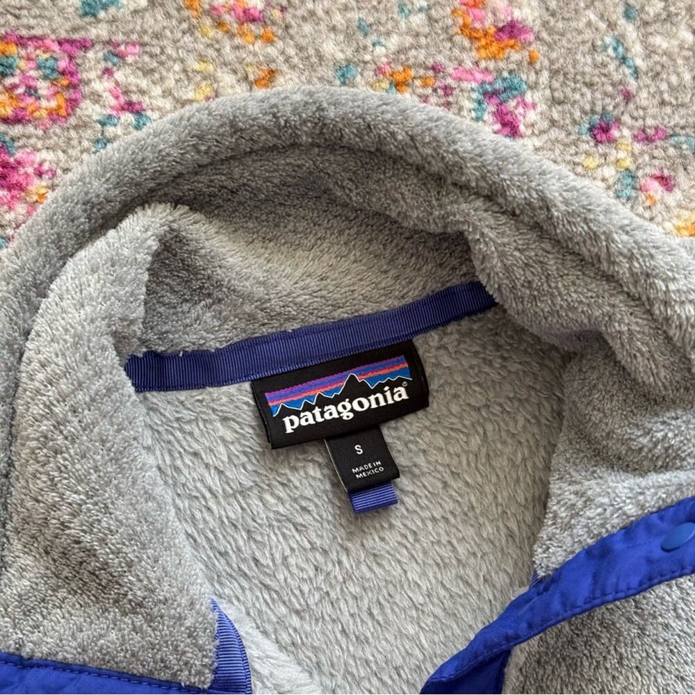 Patagonia Re-Tool Snap-T Fleece Grey Blue Pullover Sweater Women’s Size Small - Picture 8 of 10